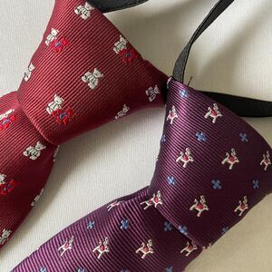 ~Boys Christmas Ties (2) Bears/Reindeer, Red/Purple Age 3-7, adjustable stretch!